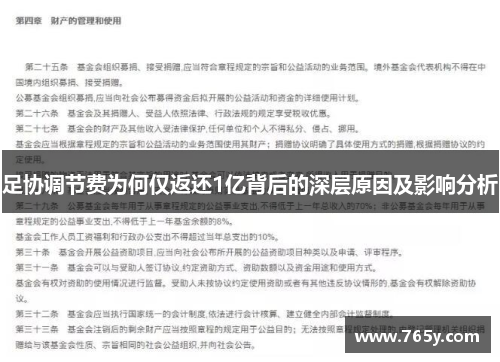 足协调节费为何仅返还1亿背后的深层原因及影响分析